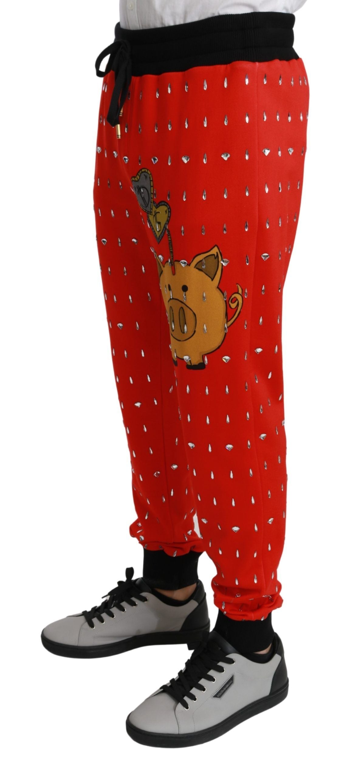 Pantalones deportivos elegantes con estampado de hucha roja