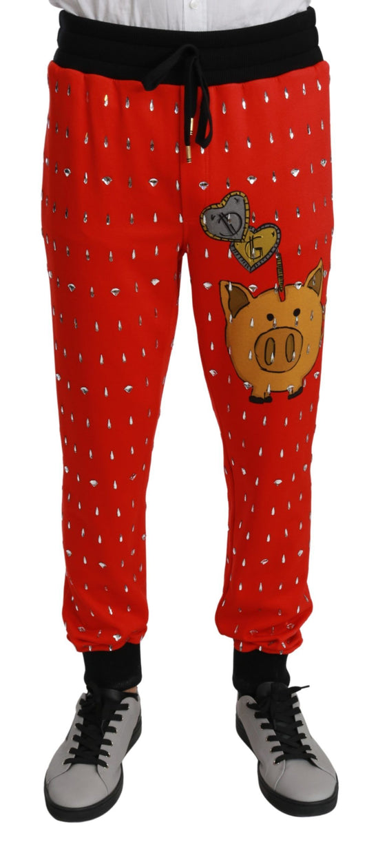 Pantalones deportivos elegantes con estampado de hucha roja