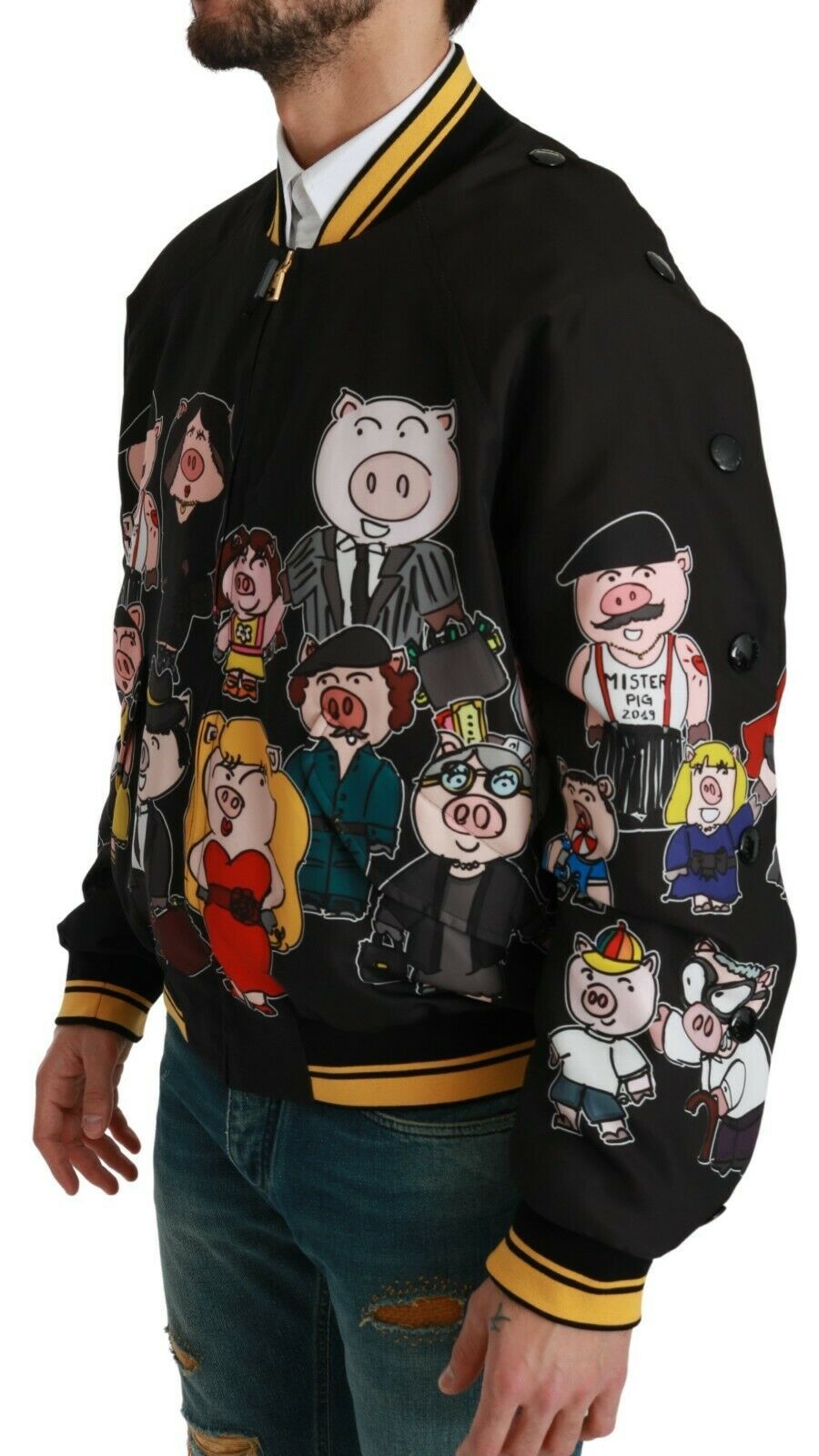 Chaqueta estilo bomber con motivos multicolores