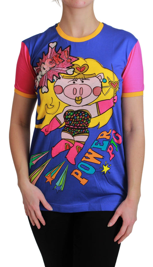 Camiseta elegante de algodón con cuello redondo y motivo de Supergirl