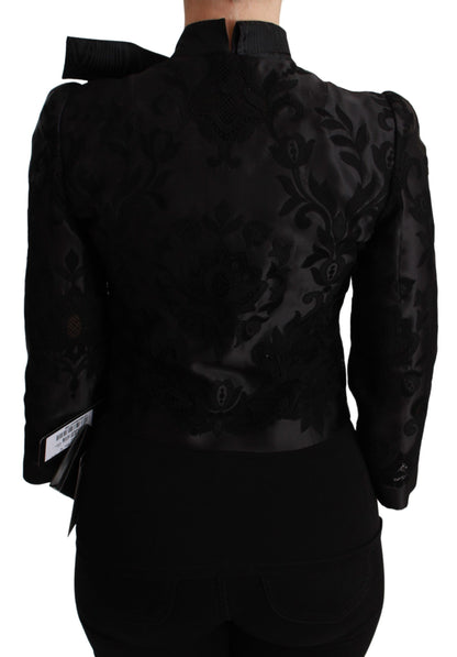 Exquisito blazer tipo corsé de jacquard floral