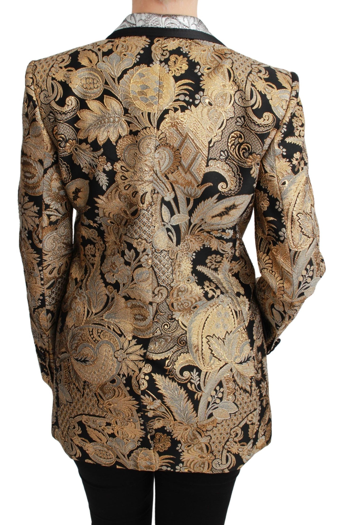 Elegante blazer jacquard floral dorado