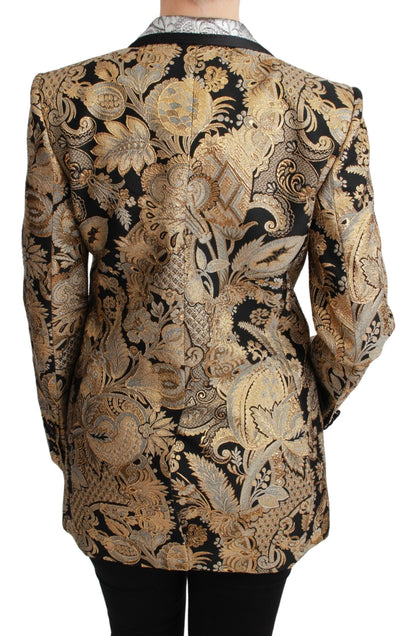 Elegante blazer jacquard floral dorado