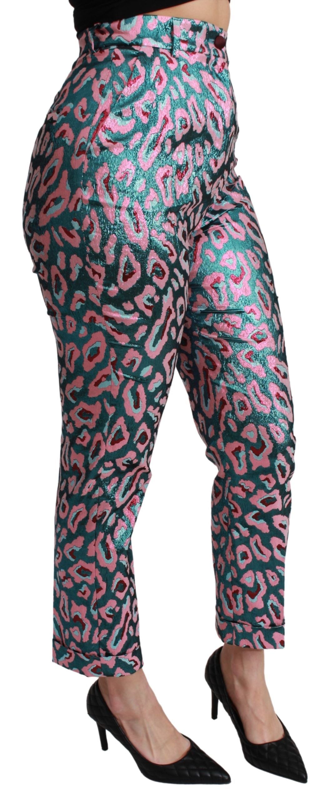 Pantalones elegantes de mezcla de seda con cintura alta