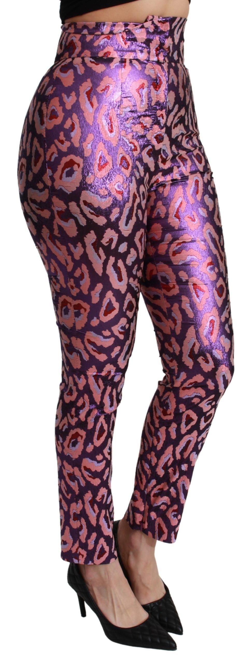 Pantalones elegantes de mezcla de seda con cintura alta y corte cropped
