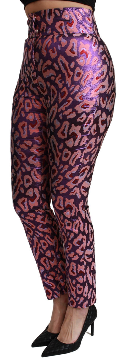 Pantalones elegantes de mezcla de seda con cintura alta y corte cropped