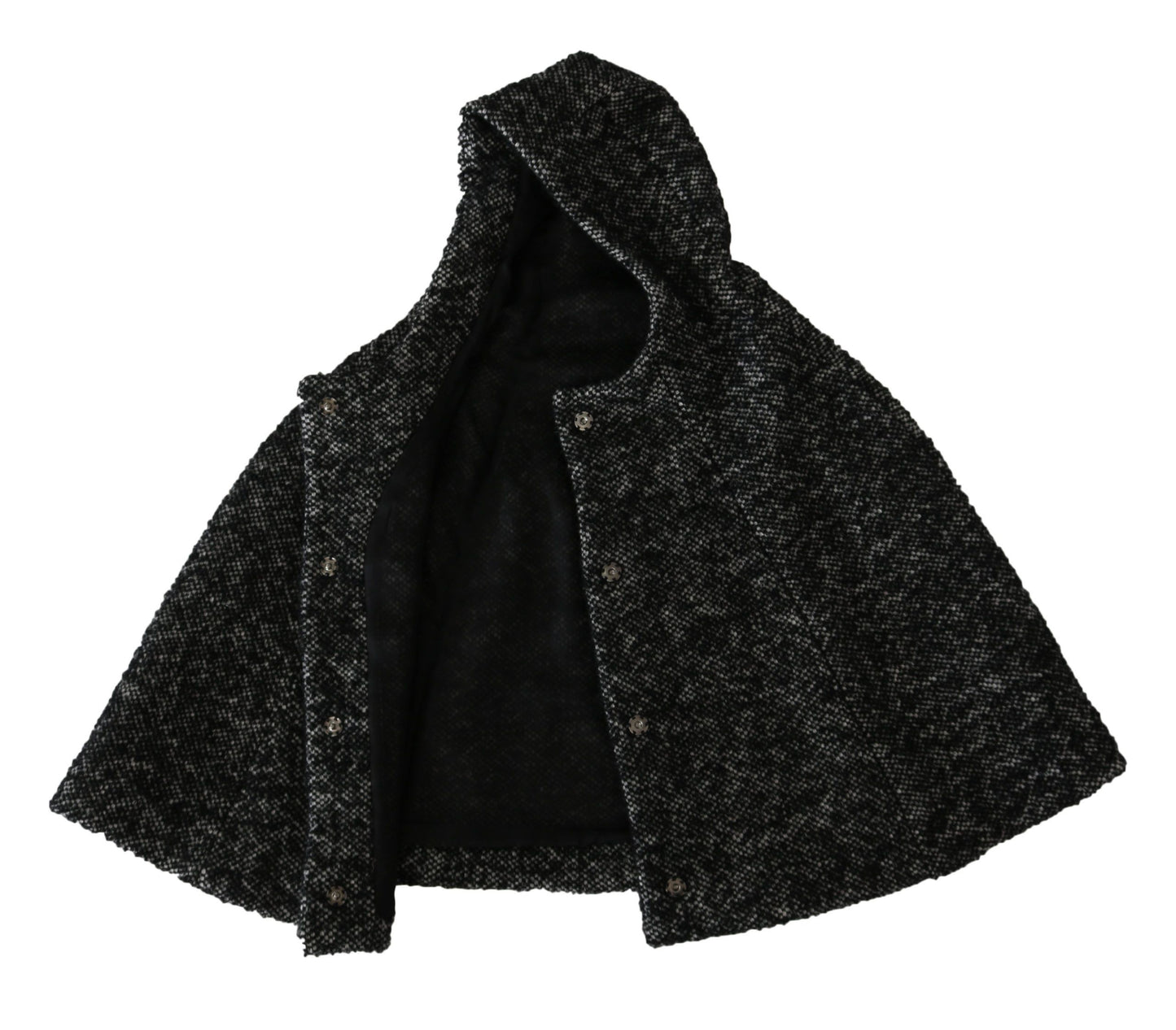 Elegante bufanda de lana gris con capucha de la icónica marca italiana