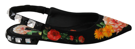 Elegantes zapatos planos florales adornados con cristales