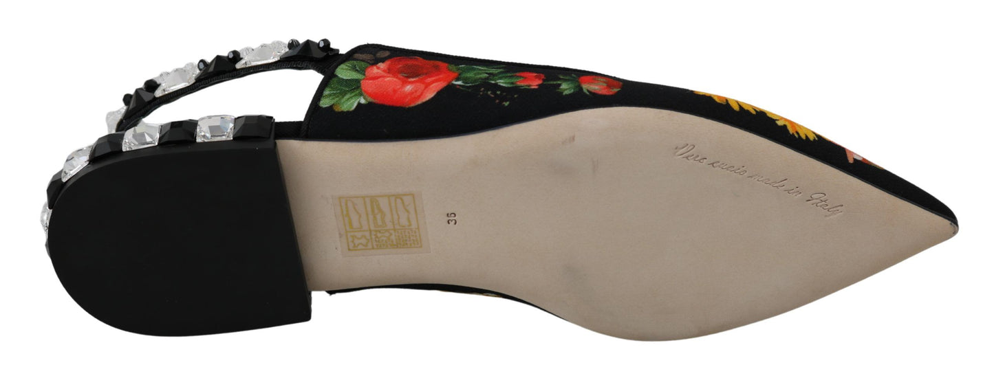 Elegantes zapatos planos florales adornados con cristales