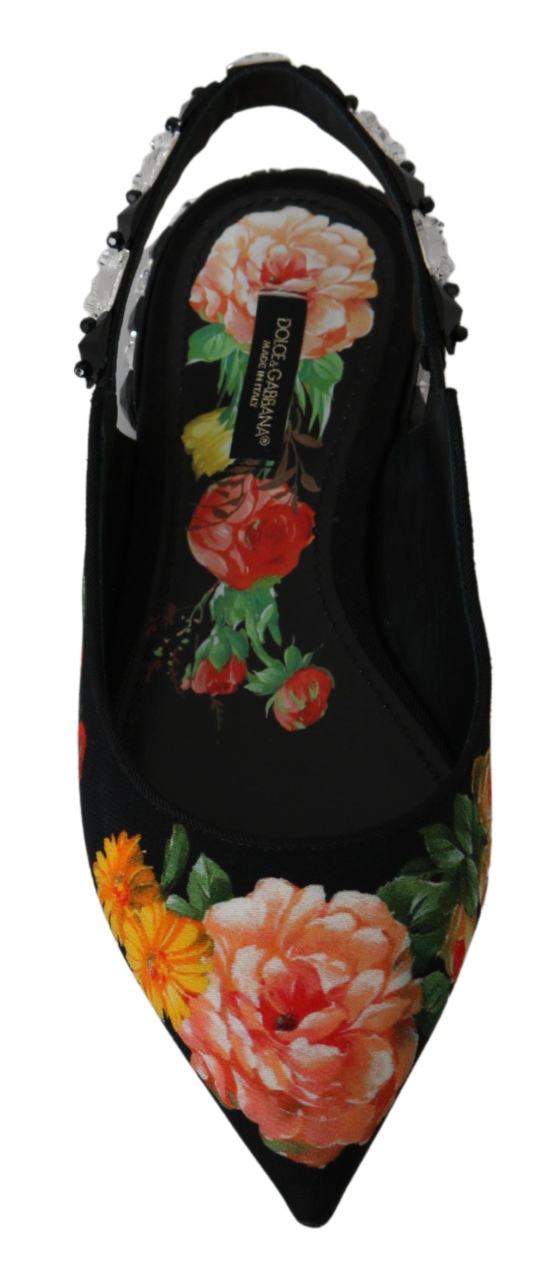 Elegantes zapatos planos florales adornados con cristales