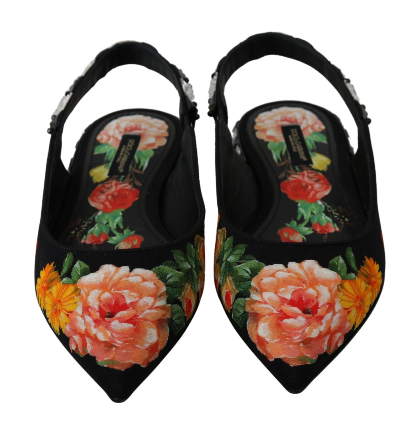 Elegantes zapatos planos florales adornados con cristales