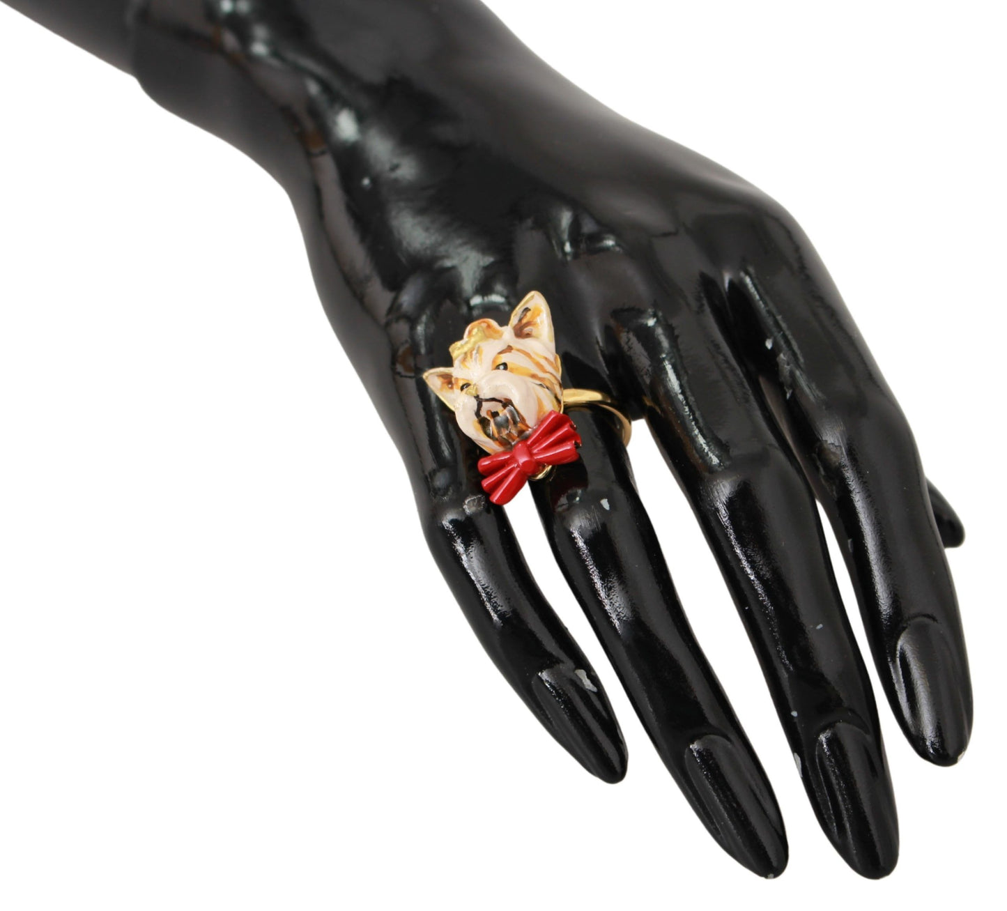 Anillo elegante con diseño canino en tono dorado
