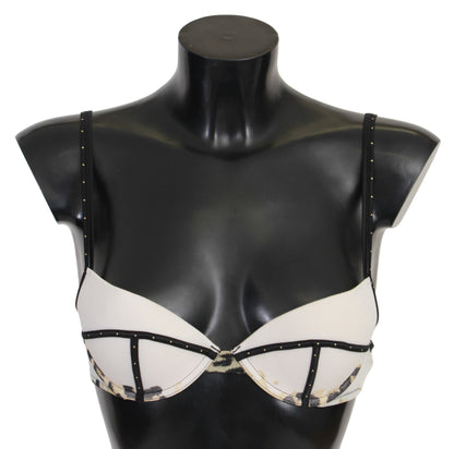 Elegante sujetador push-up blanco con detalles de logotipo