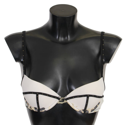 Elegante sujetador push-up blanco con detalles de logotipo