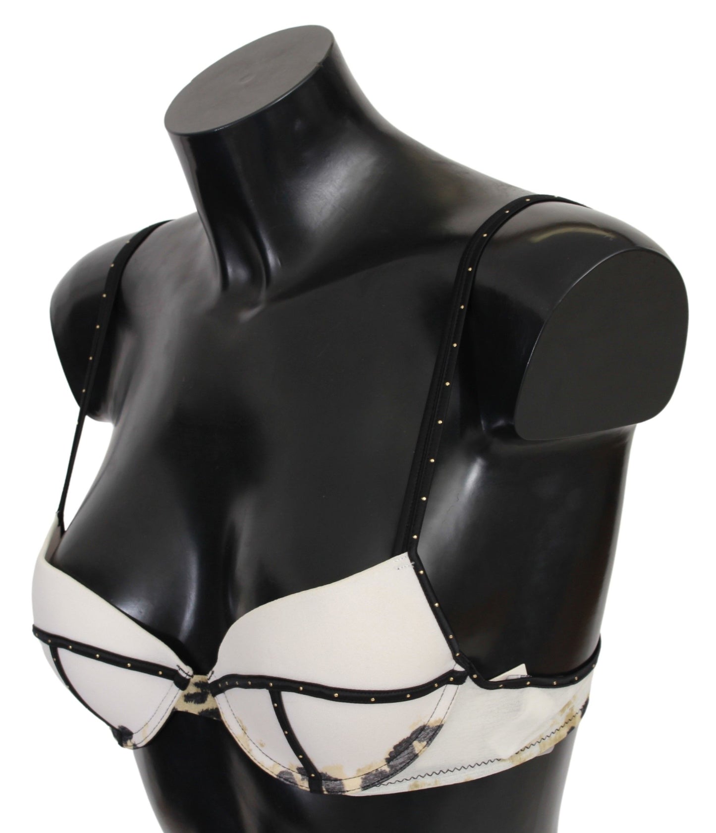 Elegante sujetador push-up blanco con detalles de logotipo