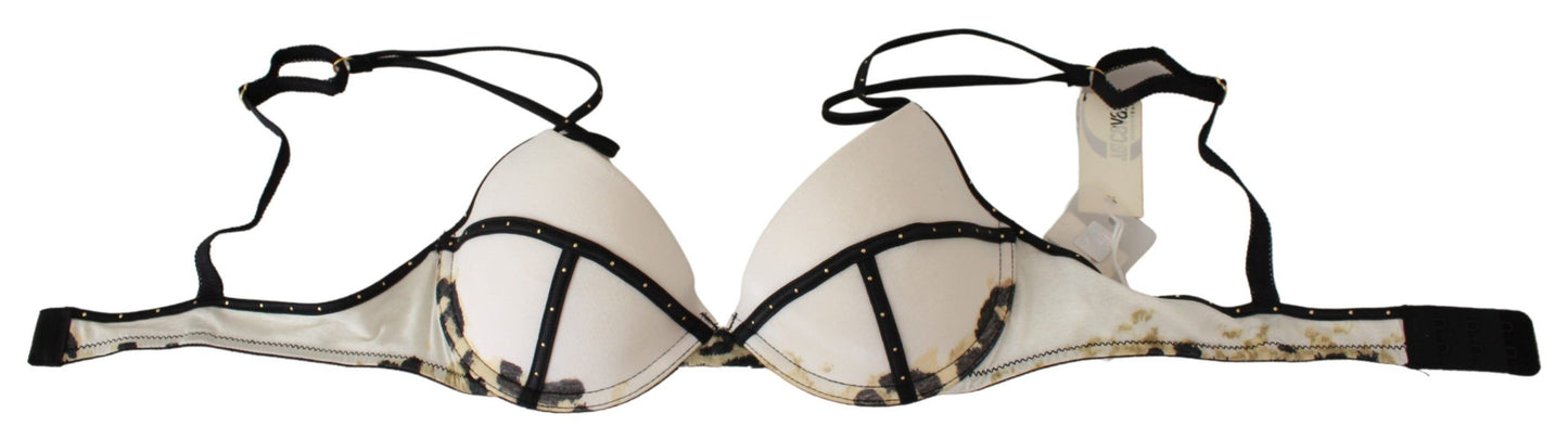 Elegante sujetador push-up blanco con detalles de logotipo