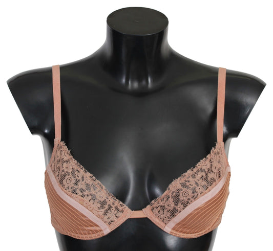 Elegante sujetador push-up de encaje color nude