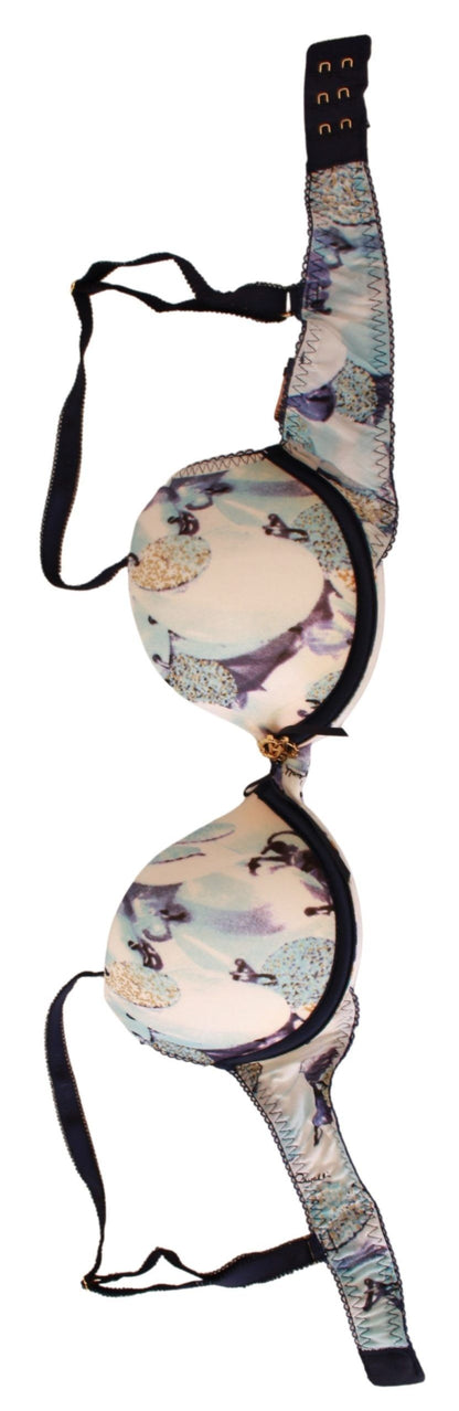 Elegante sujetador push-up con estampado azul