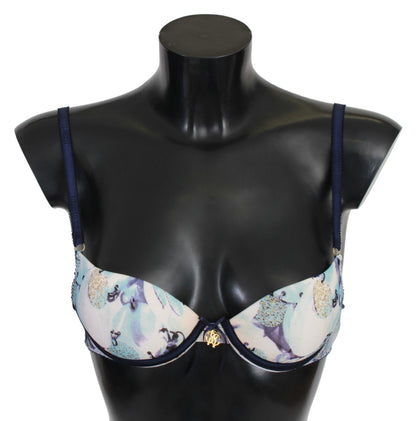 Elegante sujetador push-up con estampado azul