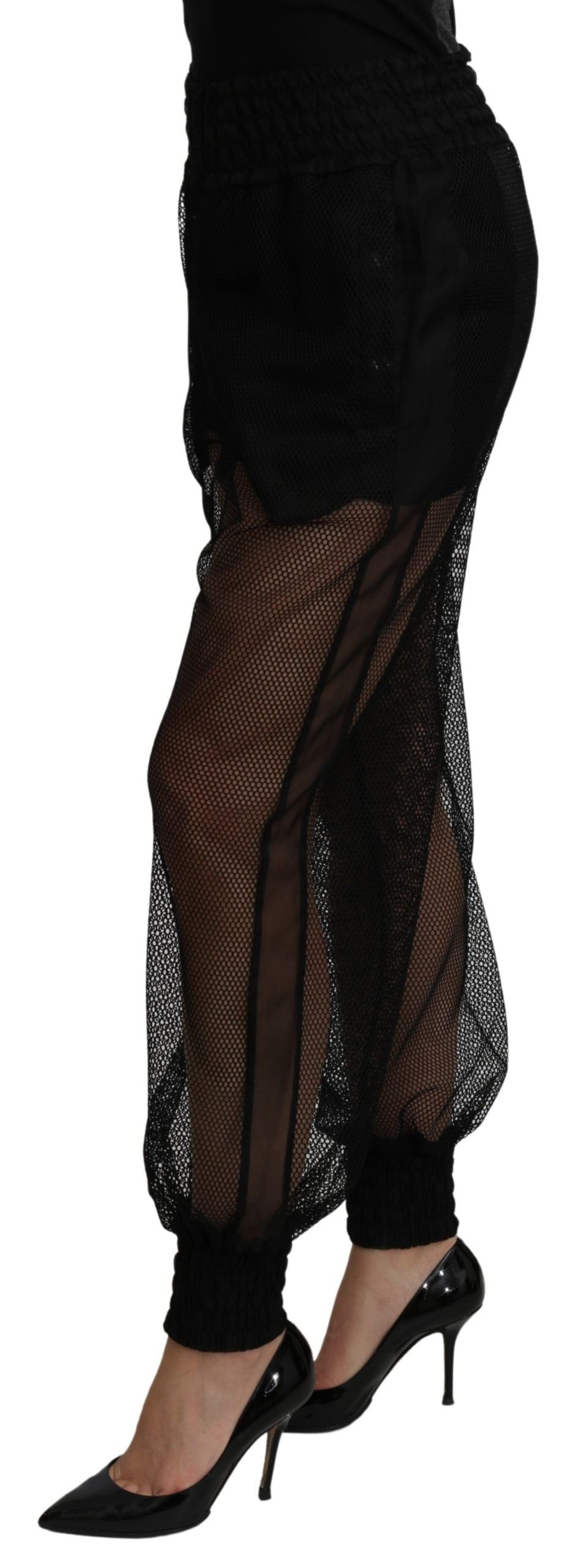 Elegantes pantalones deportivos de cintura alta en mezcla de seda