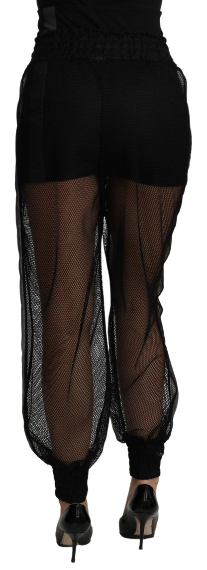 Elegantes pantalones deportivos de cintura alta en mezcla de seda