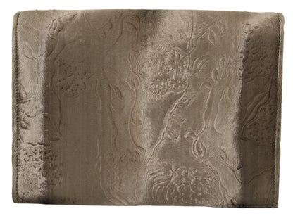 Cartera de mano tipo maletín de piel con estampado de cocodrilo en terciopelo beige
