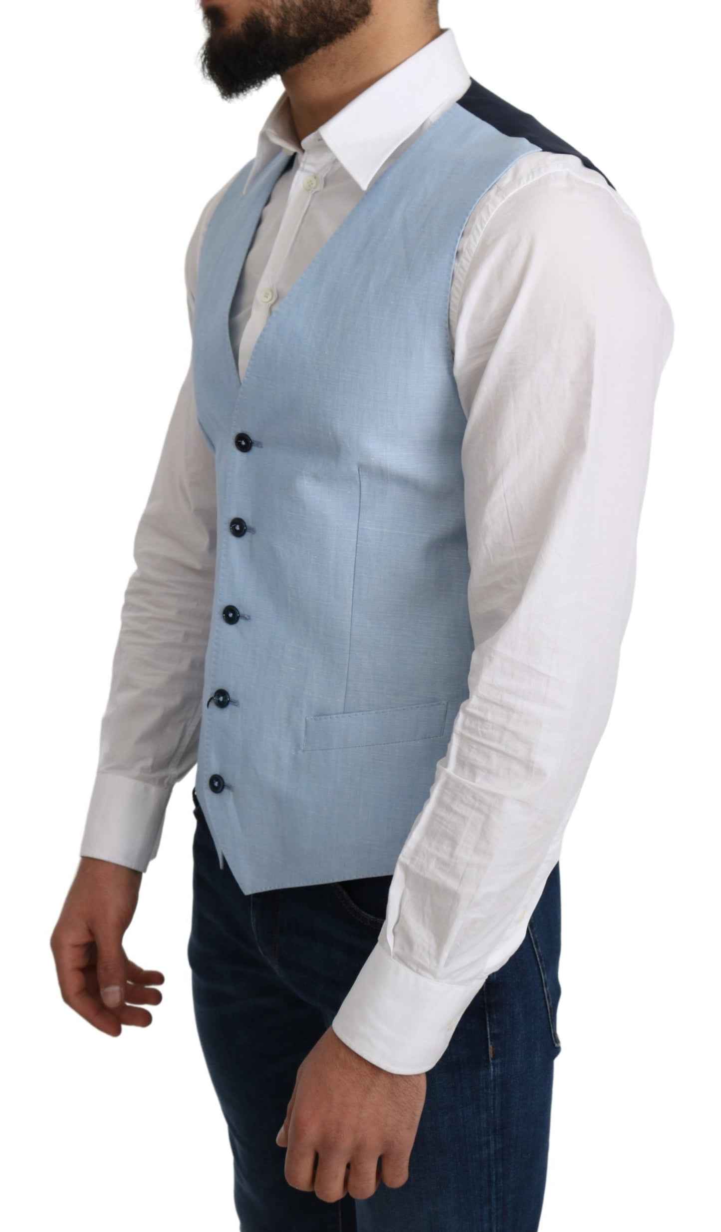 Elegante chaleco formal azul celeste para hombre