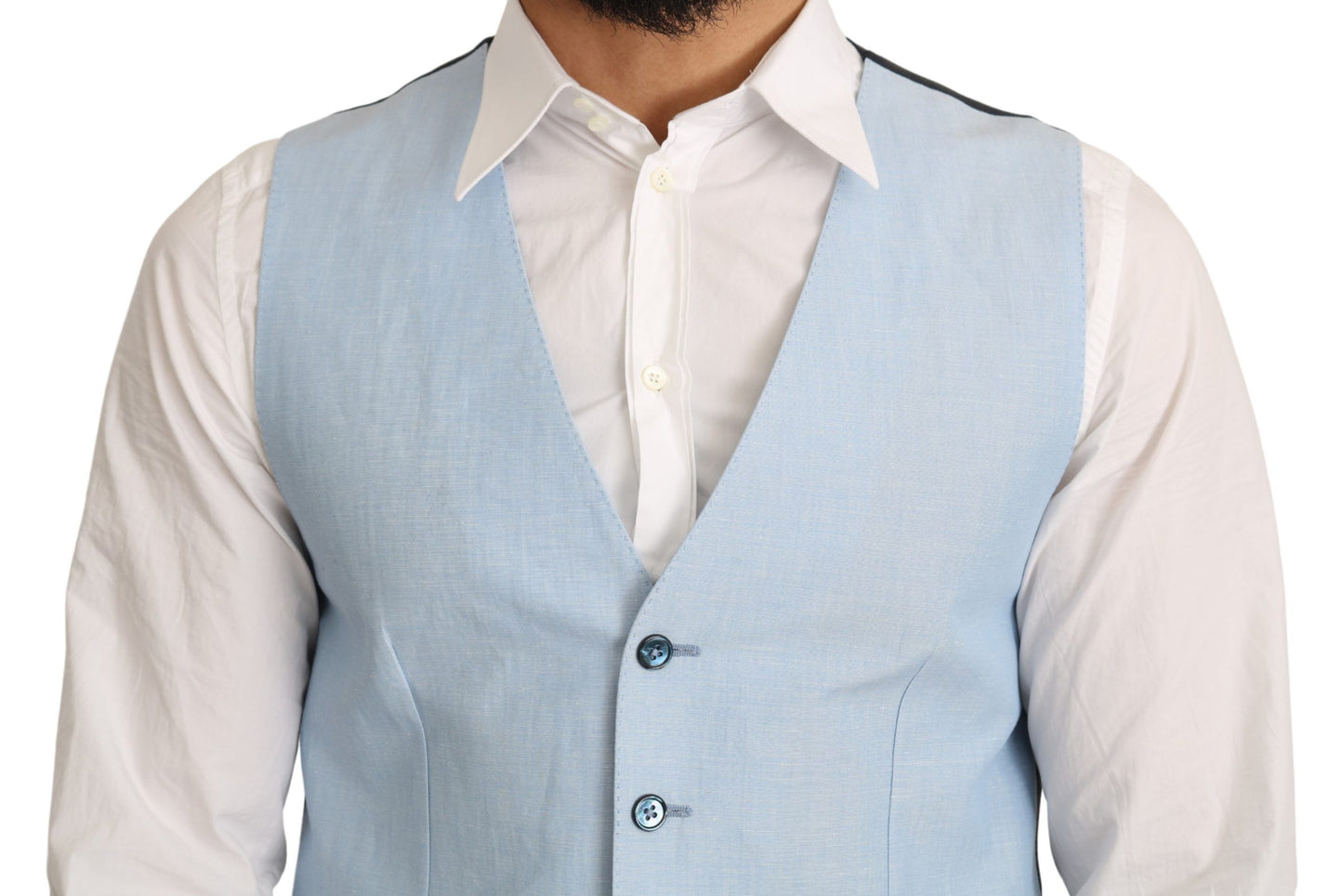 Elegante chaleco formal azul celeste para hombre