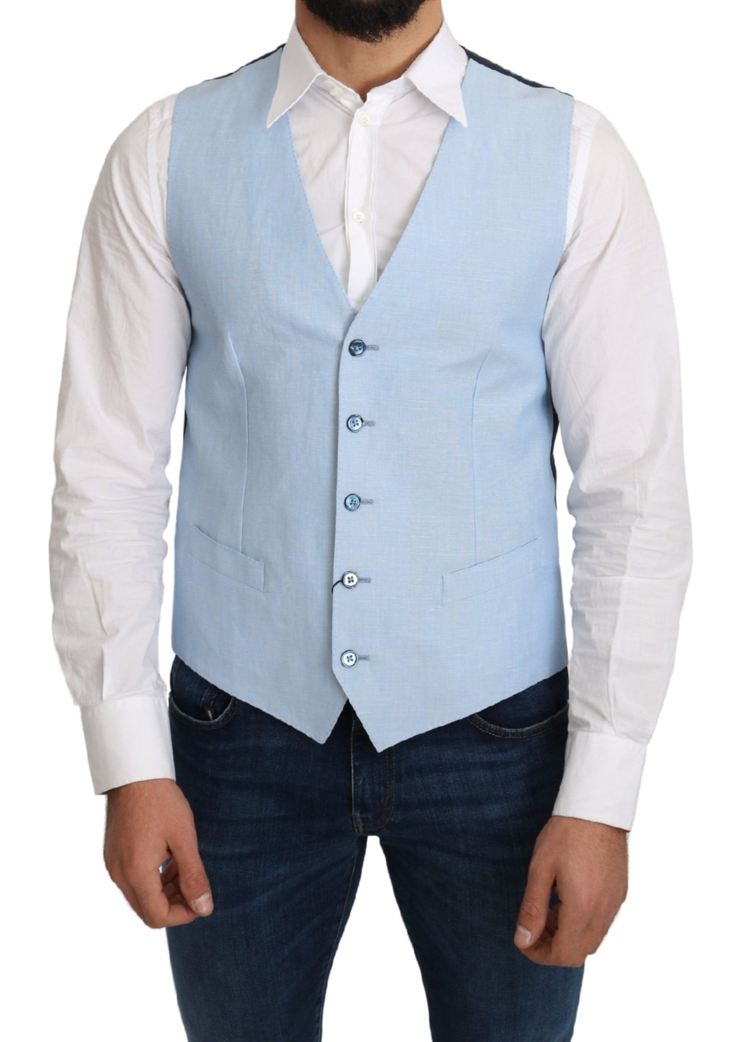 Elegante chaleco formal azul celeste para hombre