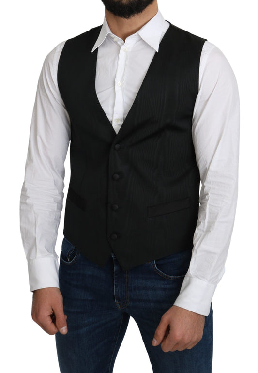Elegante chaleco formal de seda gris