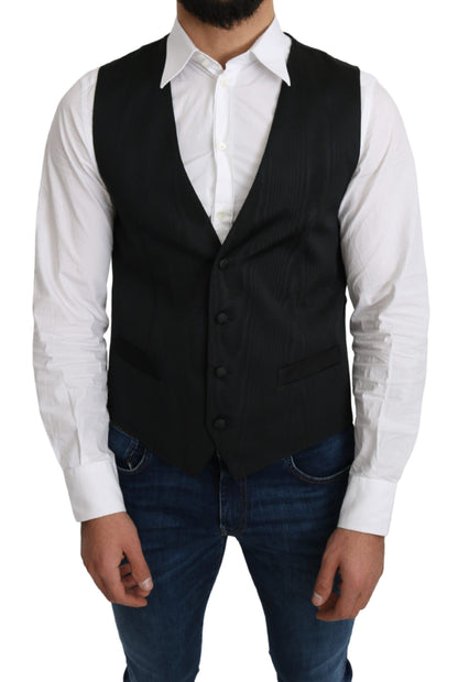 Elegante chaleco formal de seda gris