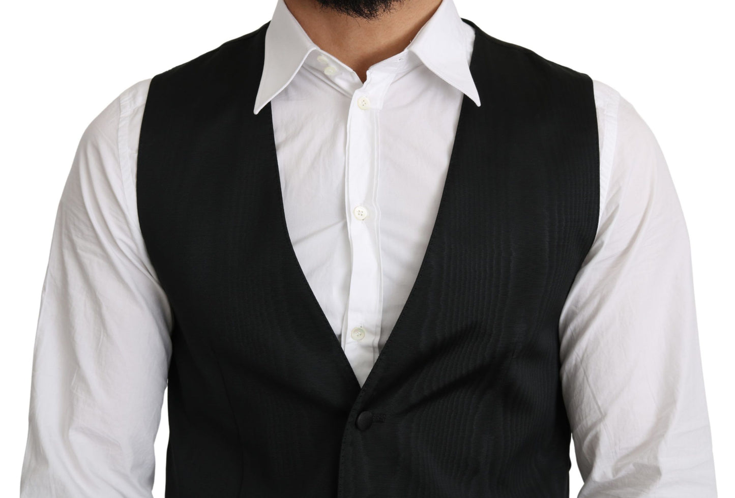 Elegante chaleco formal de seda gris