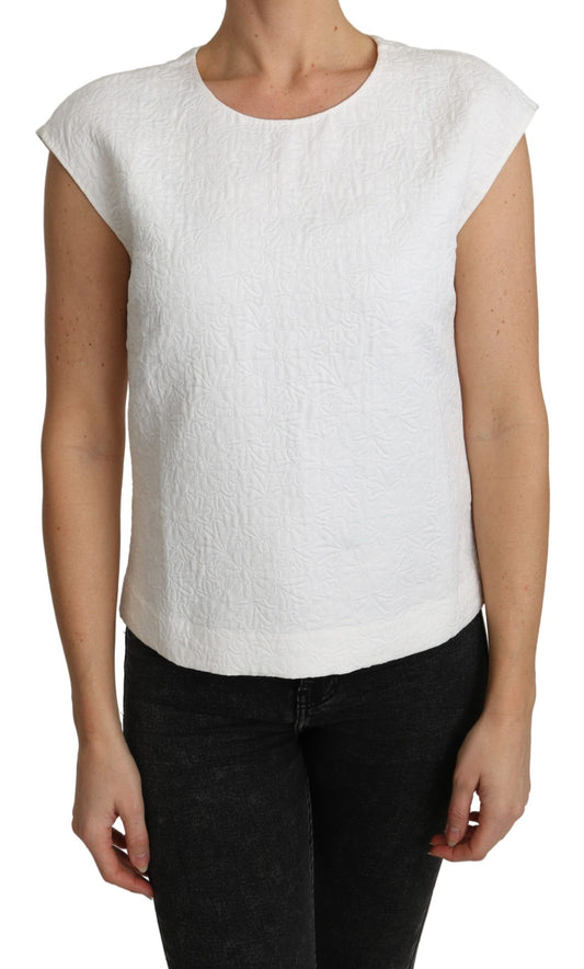 Blusa elegante de mezcla de algodón blanco