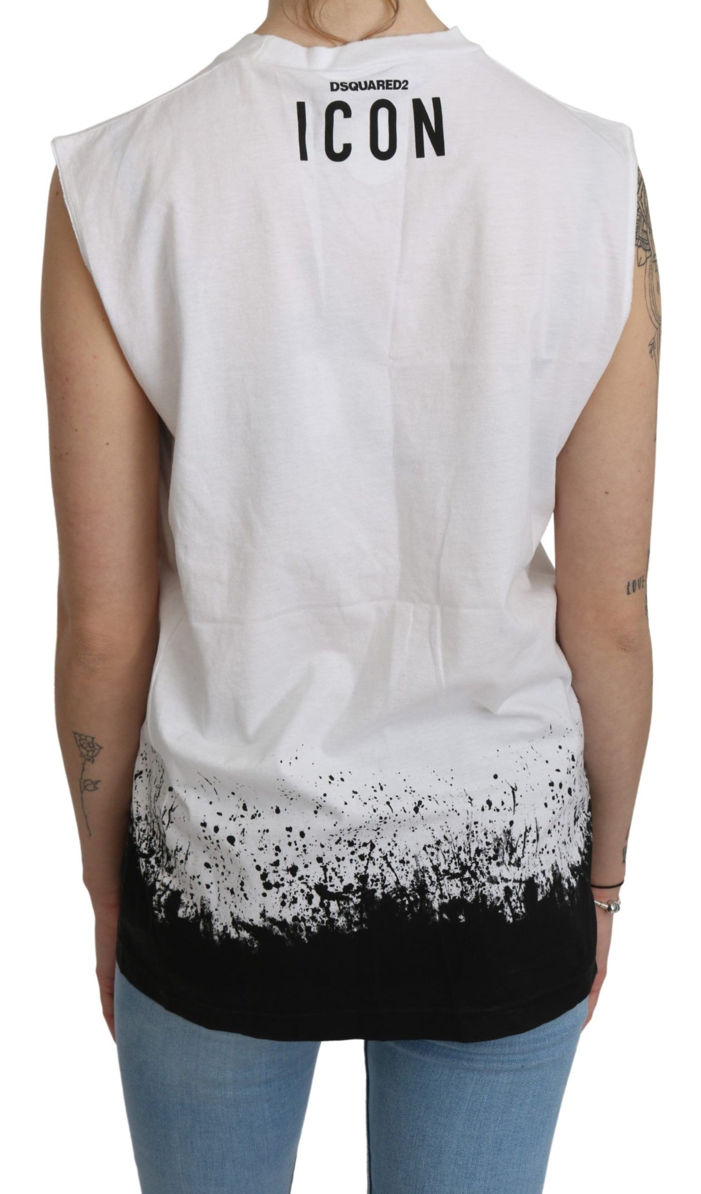 Top elegante de algodón sin mangas con cuello redondo