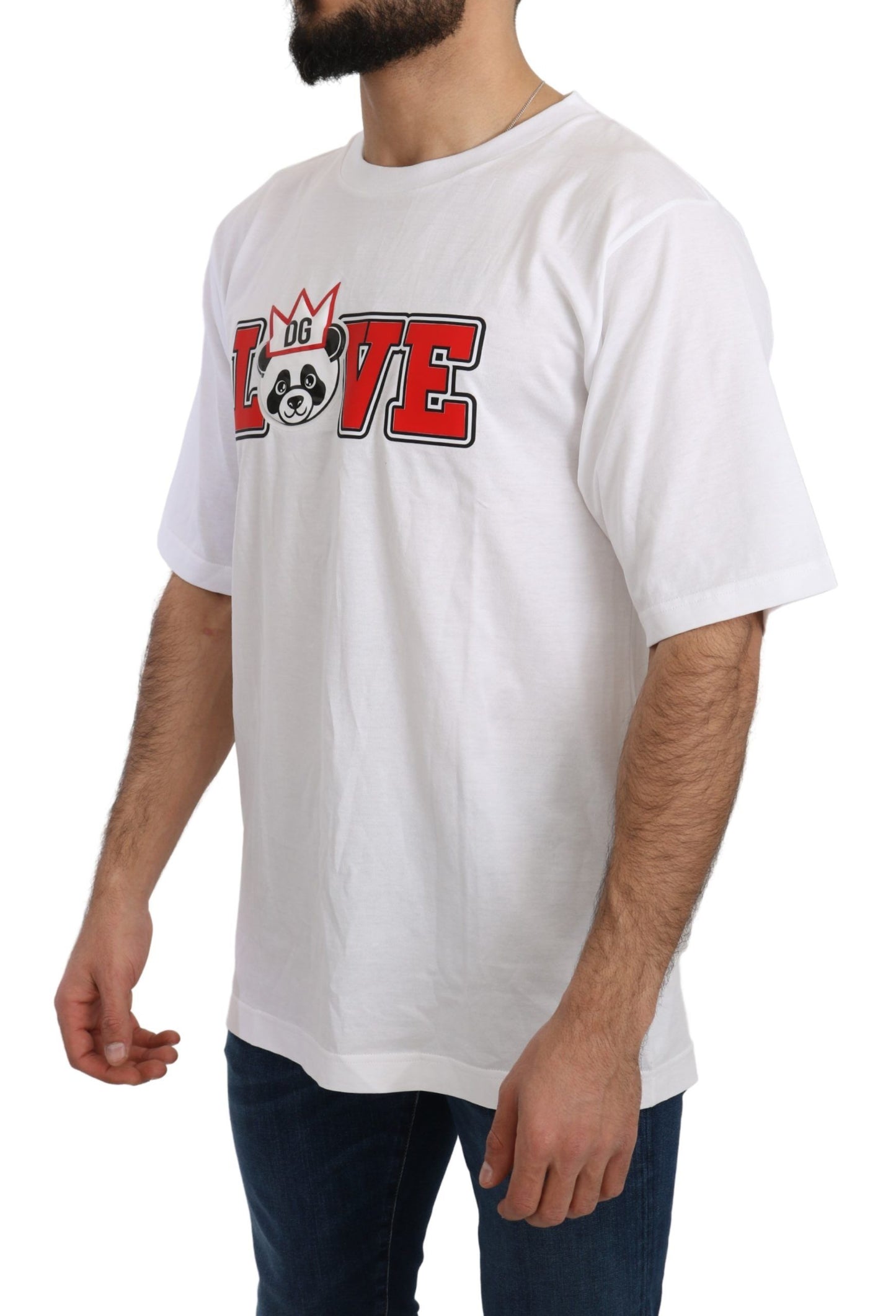 Camiseta de cuello redondo ajustada con estampado de pandas