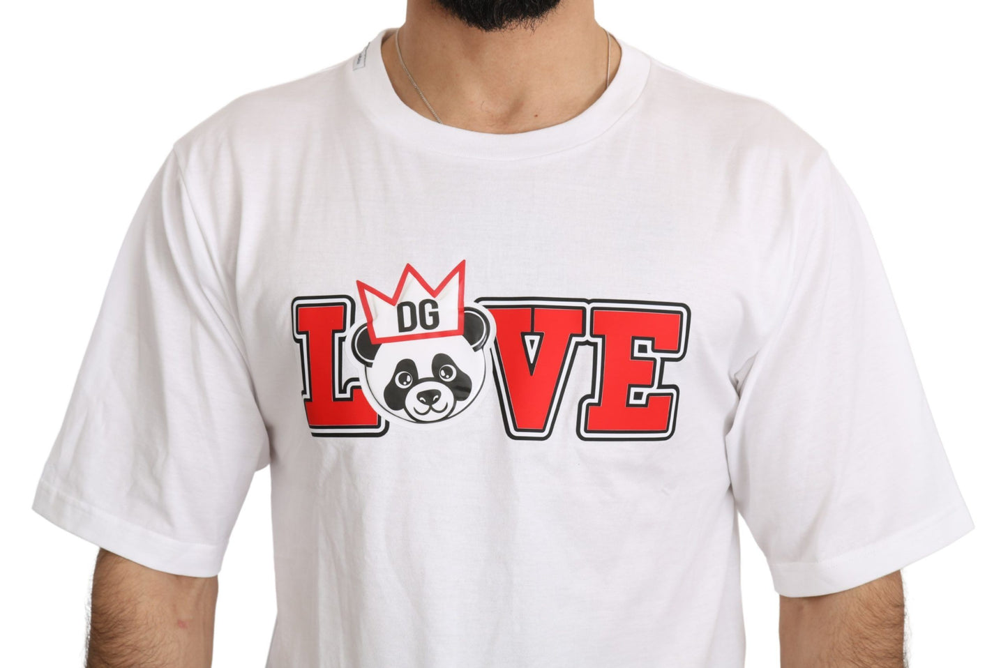Camiseta de cuello redondo ajustada con estampado de pandas