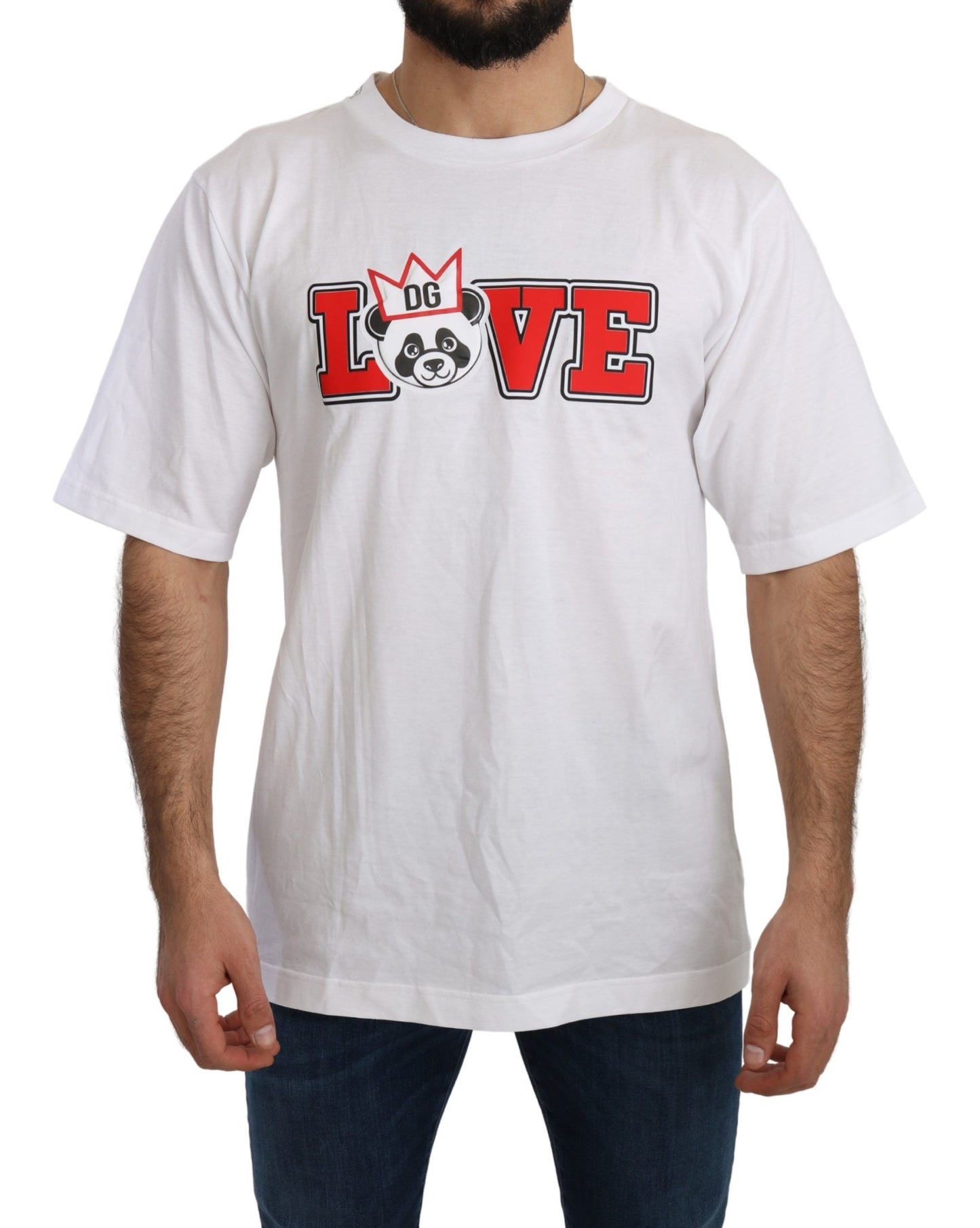 Camiseta de cuello redondo ajustada con estampado de pandas