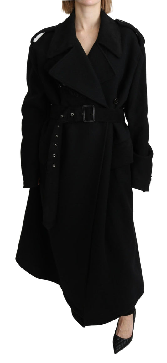 Elegante gabardina de lana negra