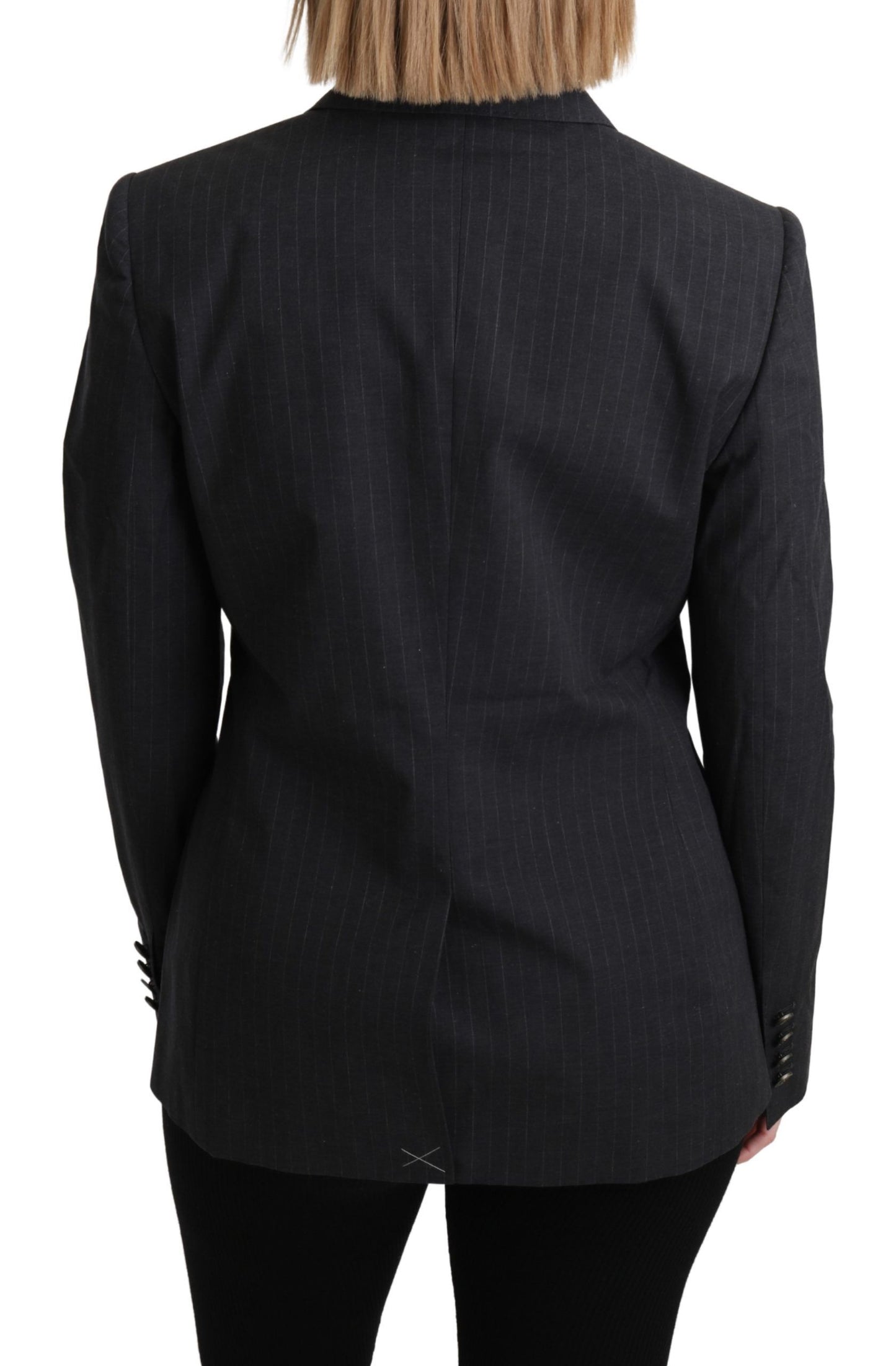 Elegante blazer de algodón a rayas grises