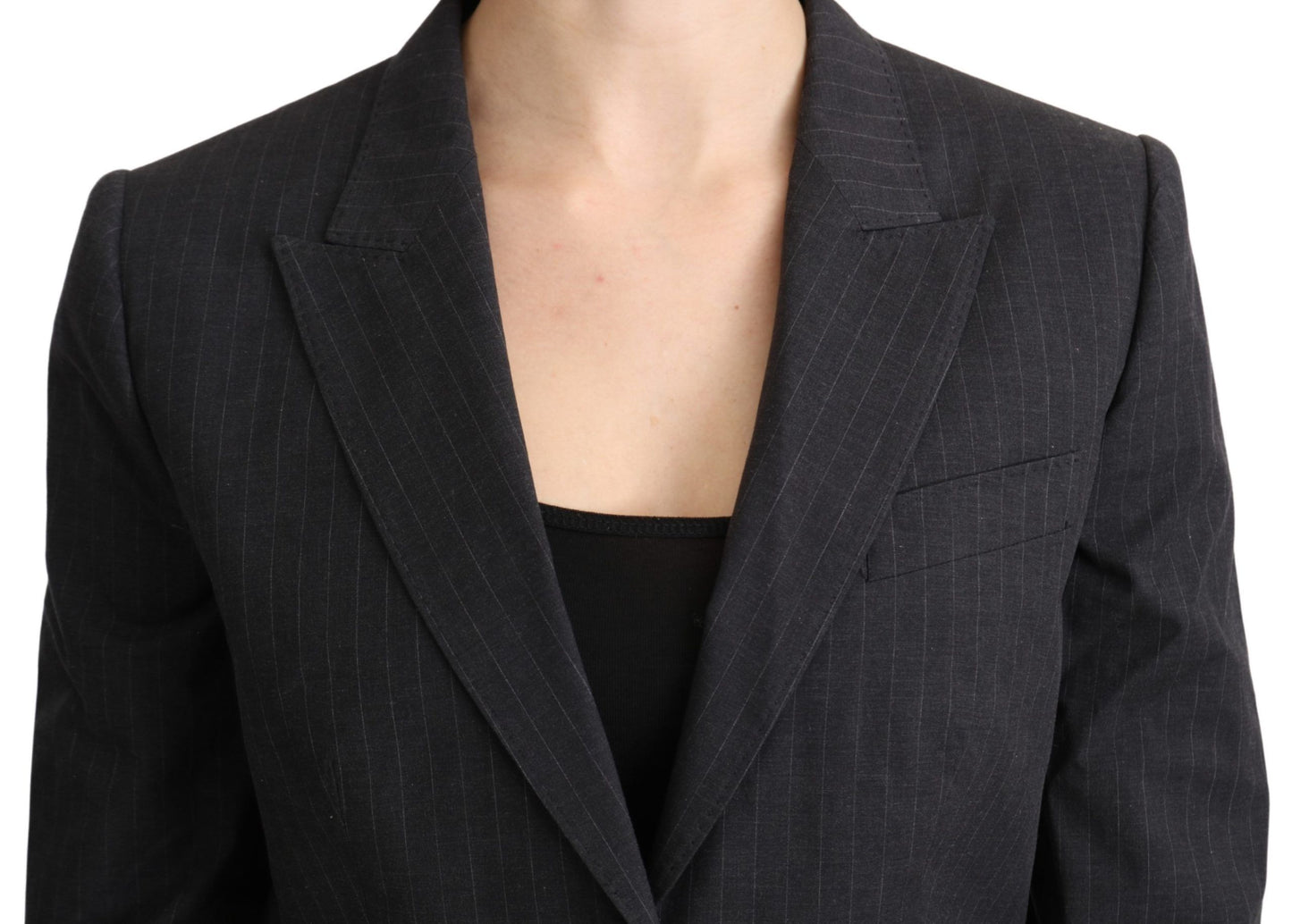 Elegante blazer de algodón a rayas grises