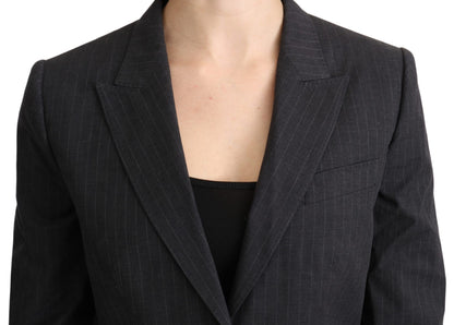 Elegante blazer de algodón a rayas grises