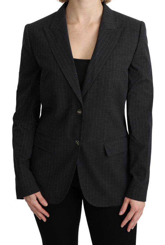 Elegante blazer de algodón a rayas grises