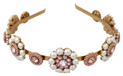 Elegante diadema de perlas de cristal