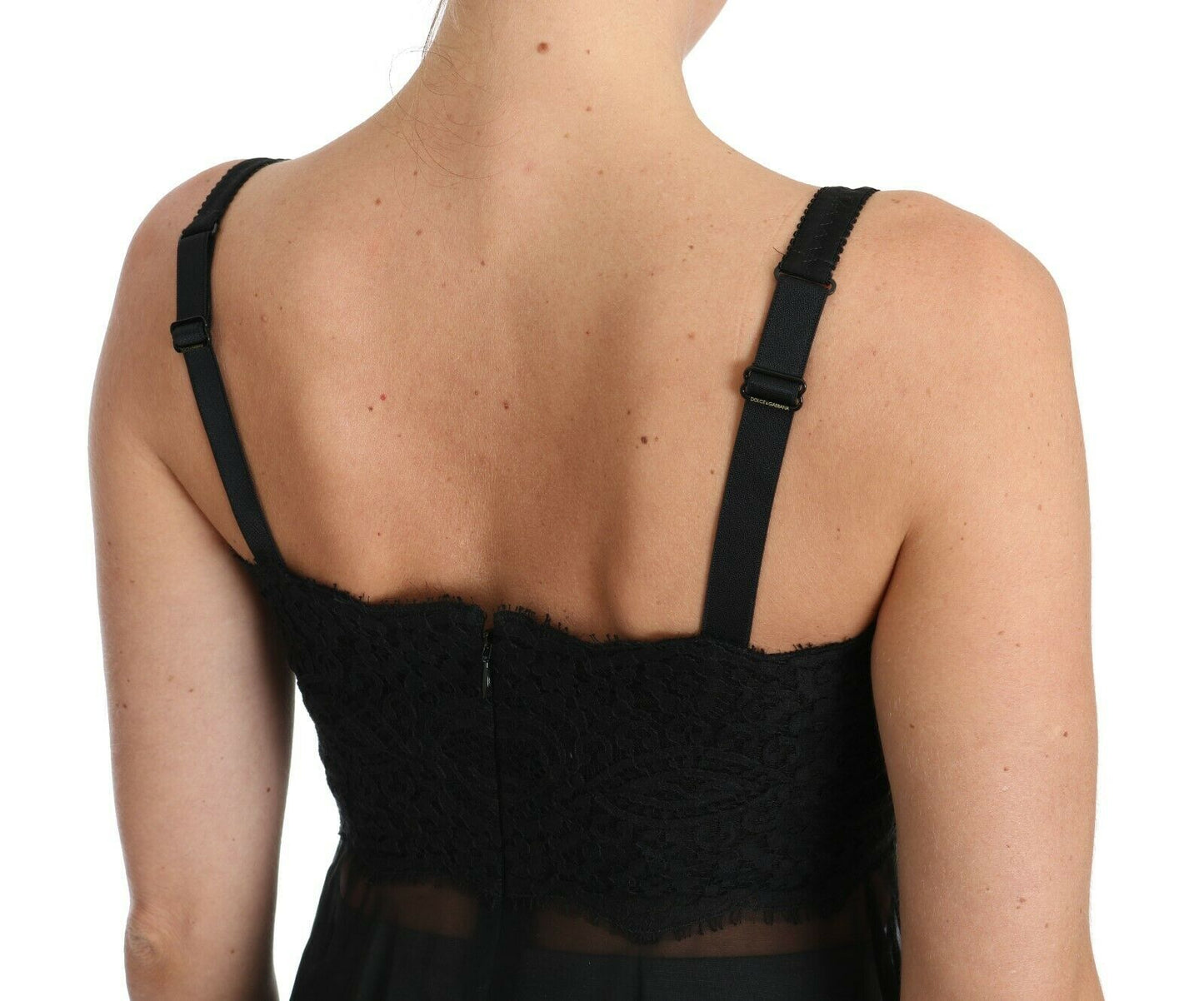 Elegante vestido camisero de encaje floral de seda negra