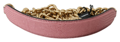 Elegante correa de hombro de cuero rosa dorado