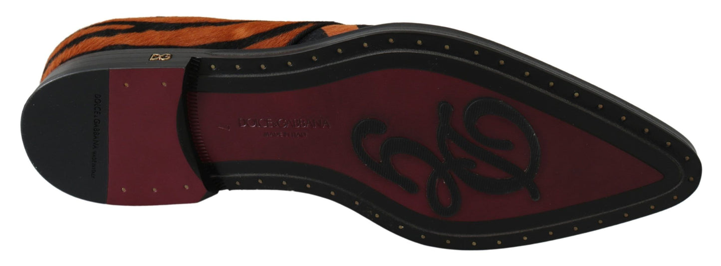 Zapatos de vestir con estampado de tigre y pelo de poni