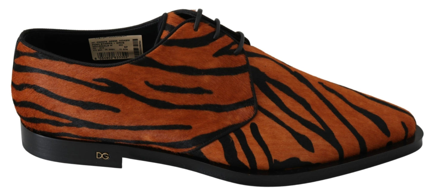 Zapatos de vestir con estampado de tigre y pelo de poni