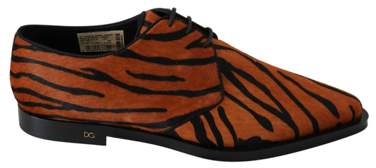 Zapatos de vestir con estampado de tigre y pelo de poni
