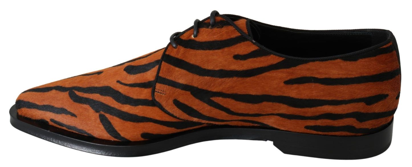 Zapatos de vestir con estampado de tigre y pelo de poni