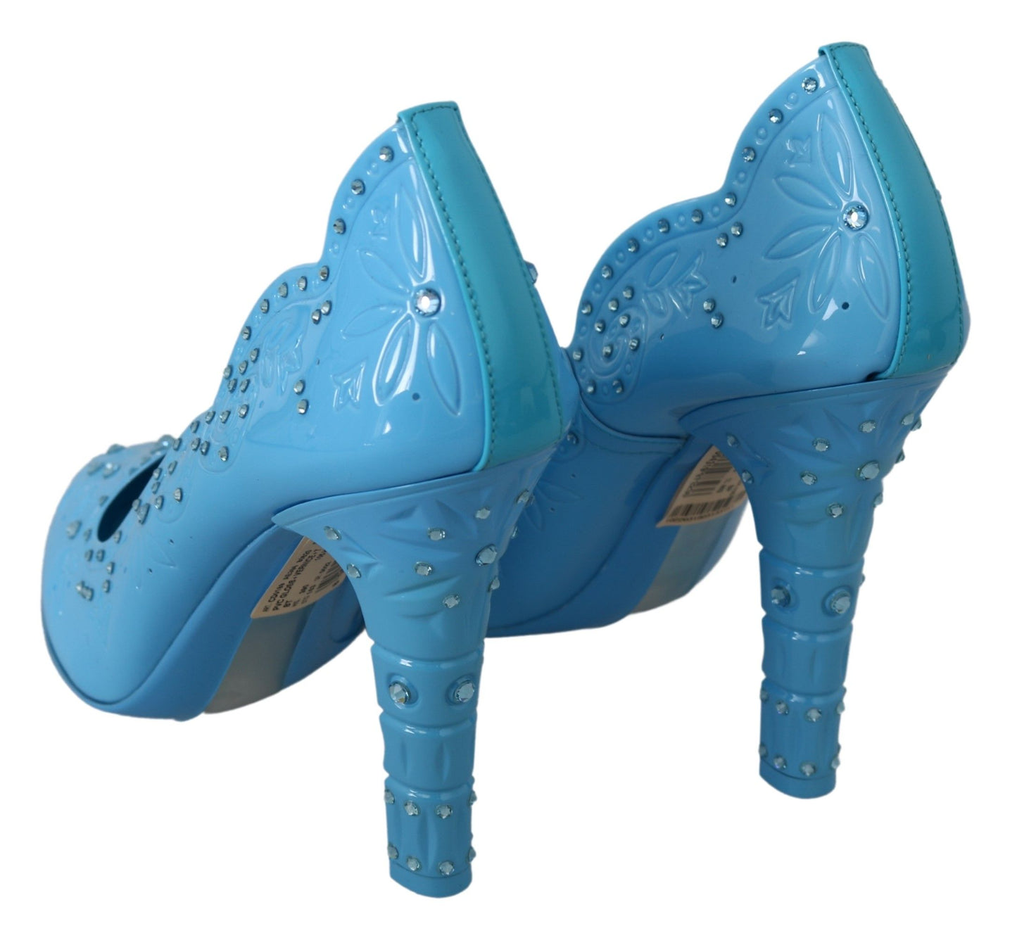 Zapatos de tacón Cenicienta azules con adornos de cristal